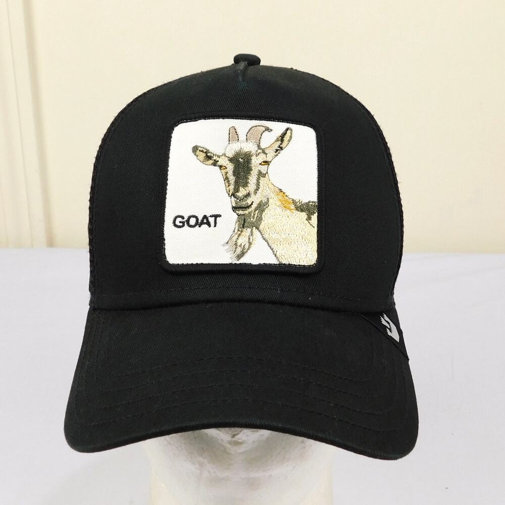 Goorin Bros The Farm Animal Series Goat Trucker Hat Adjustable Black Mesh Patch